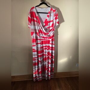 Elegant Red and White Striped Maxi Dress